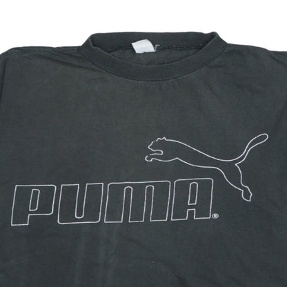 Puma Womens Black Cropped Relaxed Fit Cotton T-Shirt Size M