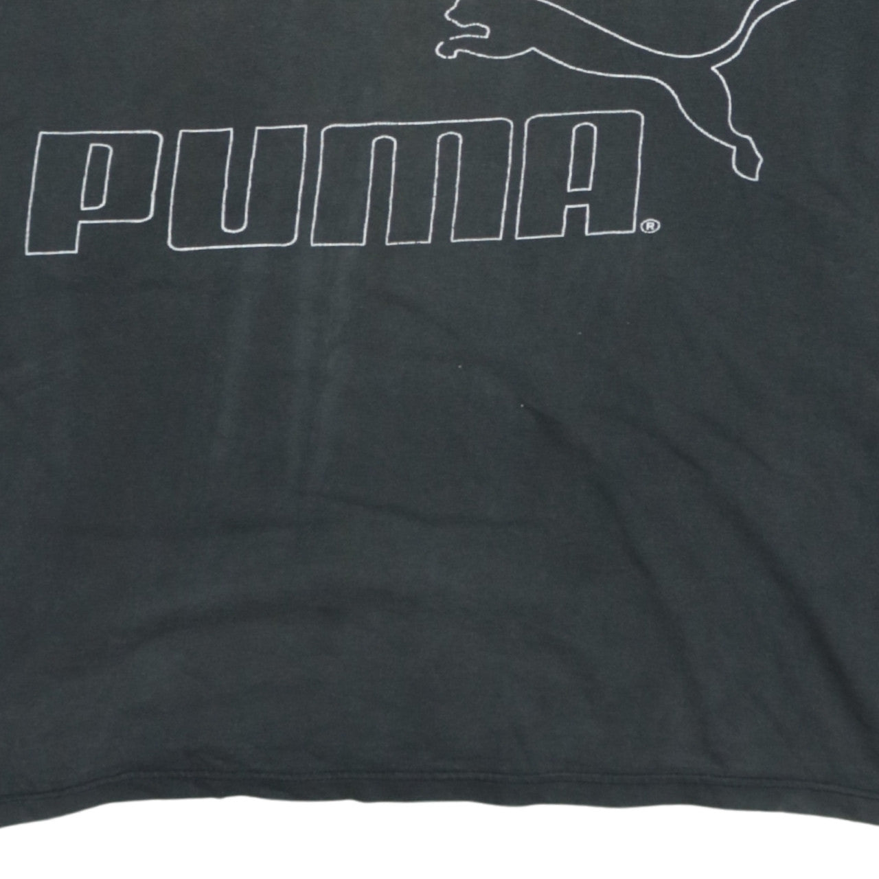 Puma Womens Black Cropped Relaxed Fit Cotton T-Shirt Size M