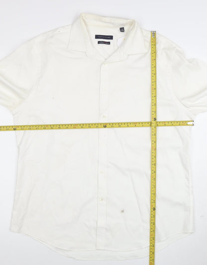 Tommy Hilfiger Men's White Long Sleeve Cotton Stretch Shirt 17.5 Athletic Fit