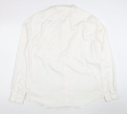 Tommy Hilfiger Men's White Long Sleeve Cotton Stretch Shirt 17.5 Athletic Fit