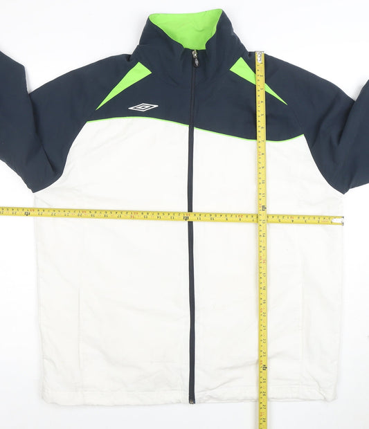 Umbro Mens White L Windbreaker Jacket Lightweight Sports Full Zip