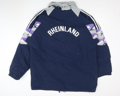 Adidas Men's Blue 90s Windbreaker Jacket Size L Retro Full Zip Hooded