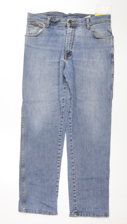 Wrangler Mens Blue Texas Stretch Regular Fit Straight Jeans W36 L32