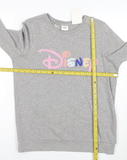 Disney TU Women Grey Cotton Blend Pullover Sweatshirt Size 10