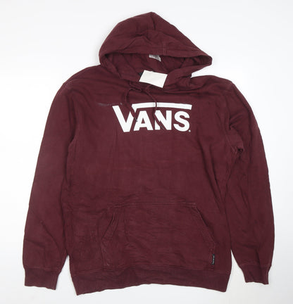 Vans Women's Burgundy Pullover Hoodie L Cotton Fleece Casual