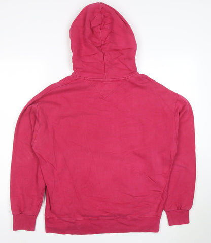 Tommy Jeans Women's Pink Pullover Hoodie Size S Logo Print Cotton