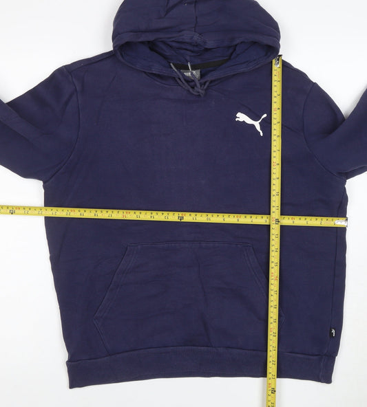 Puma Women Navy Pullover Hoodie Medium Cotton Blend Logo Casual