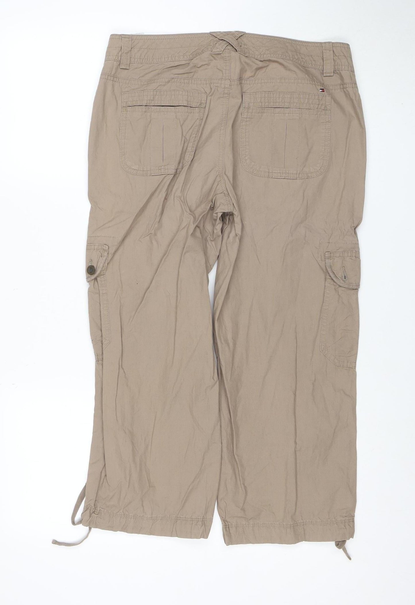 Tommy Hilfiger Womens Beige Cargo Trousers Size 8 Cotton Twill