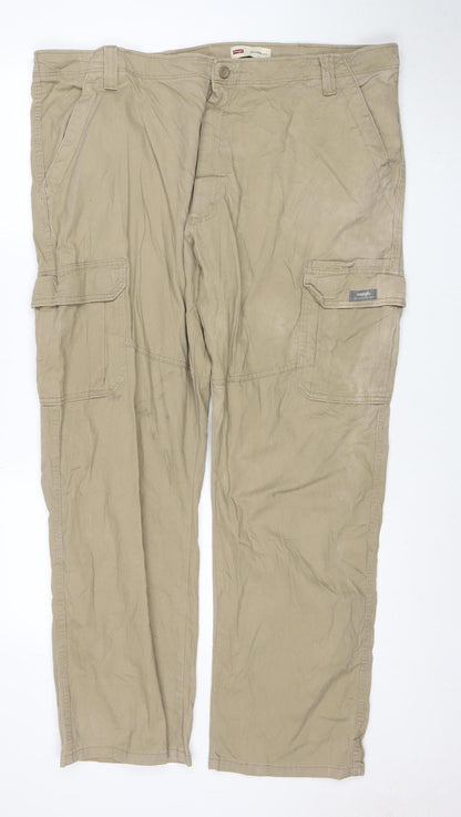 Wrangler Men's Beige Relaxed Fit Cargo Trousers 42x30 Cotton