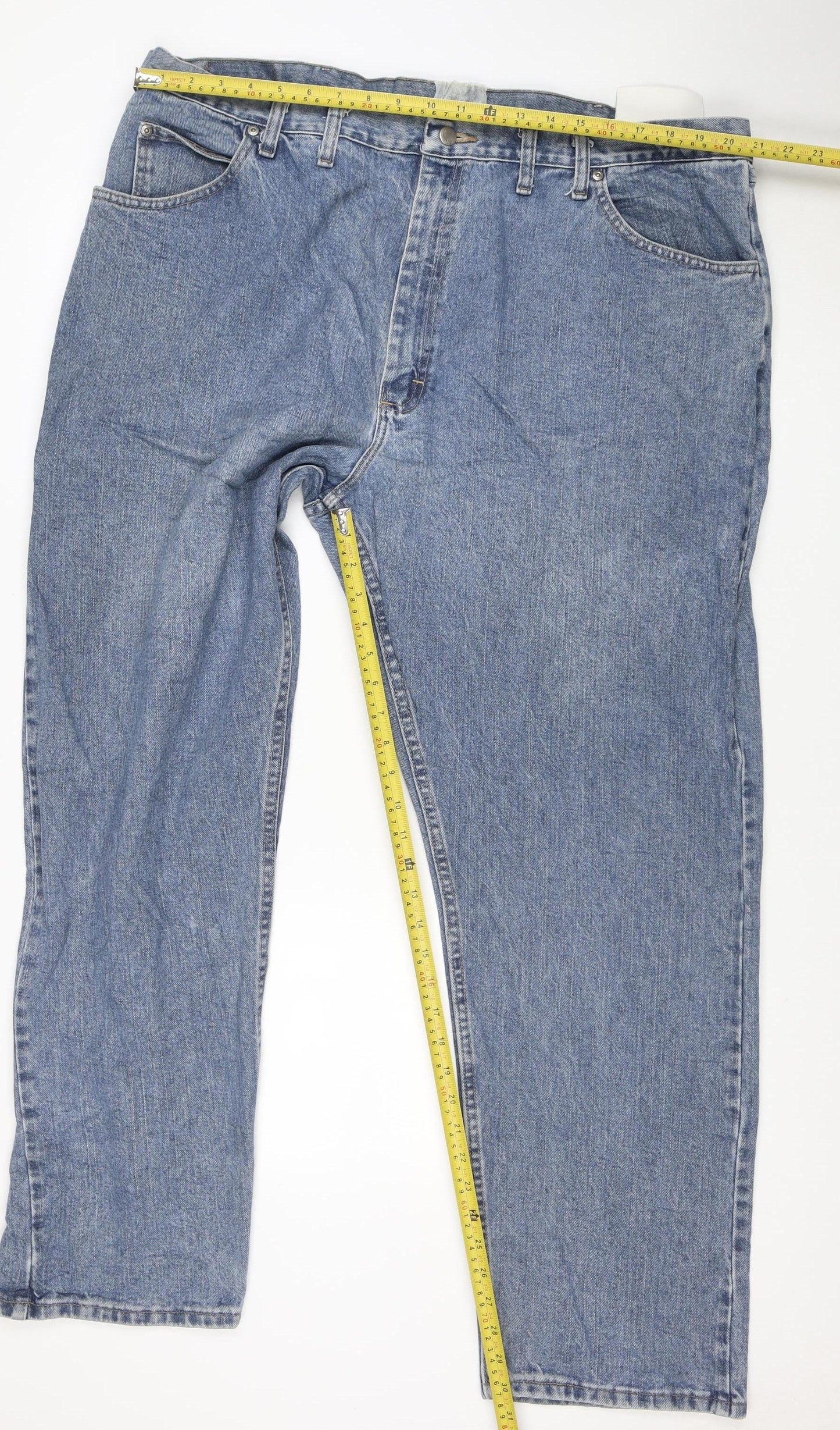 Wrangler Men's Blue Relaxed Fit Straight Leg Jeans 44x32