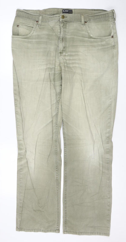 Lee Men's Beige Brooklyn Straight Jeans 32W 32L Regular Fit