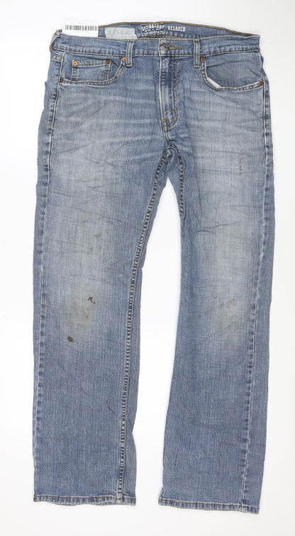 Levi Strauss Signature Men's Blue Relaxed Straight Jeans 36W 32L