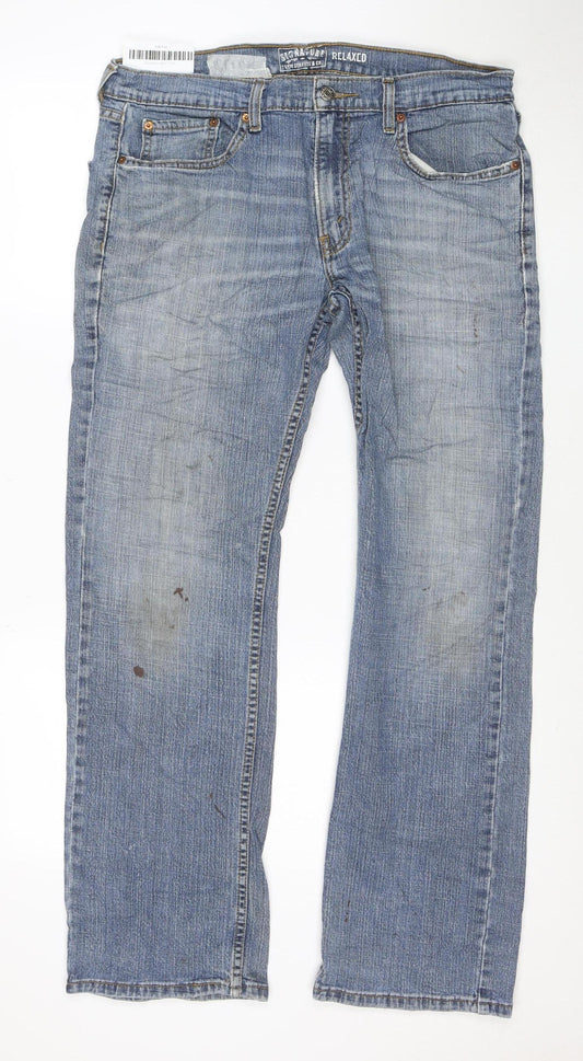 Levi Strauss Signature Men's Blue Relaxed Straight Jeans 36W 32L
