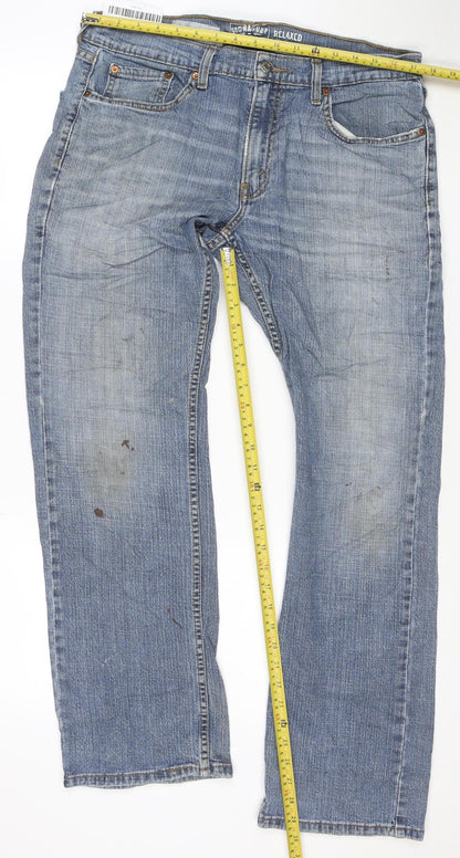 Levi Strauss Signature Men's Blue Relaxed Straight Jeans 36W 32L