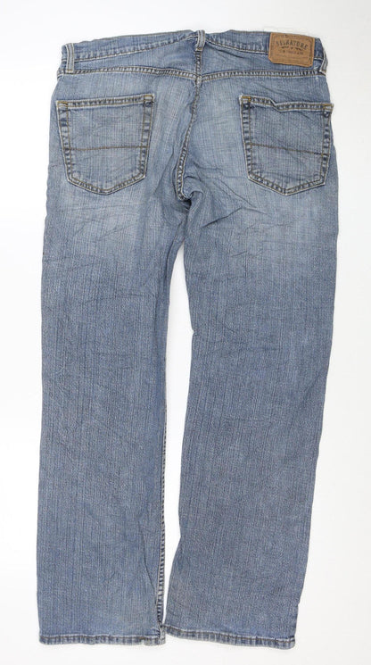 Levi Strauss Signature Men's Blue Relaxed Straight Jeans 36W 32L