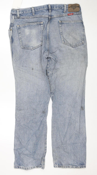 Wrangler Men's Blue 36x30 Regular Fit Straight Leg Denim Jeans