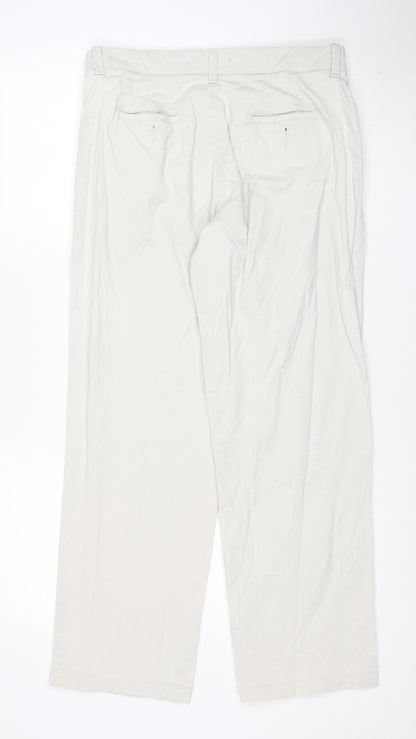Lee Women's Beige Relaxed Straight Leg Cotton Twill Trousers Size 12 Short