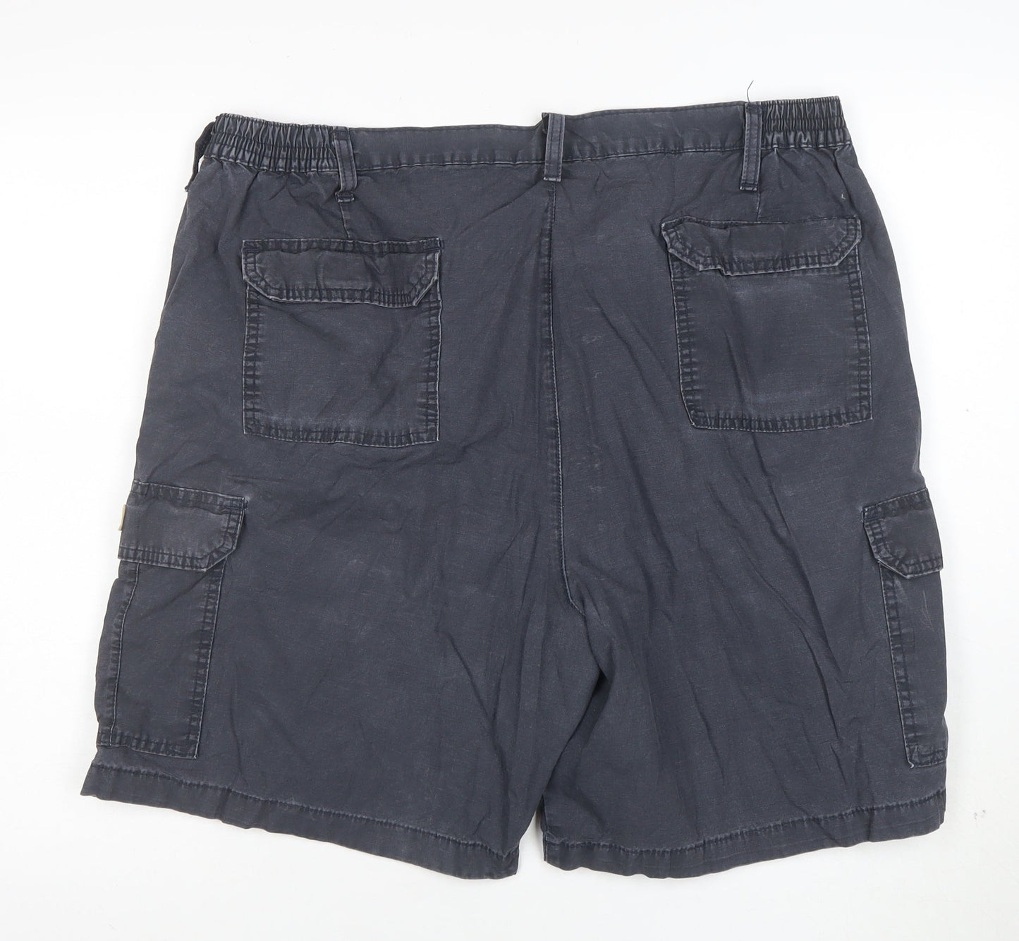 Wrangler Mens Black Cargo Shorts L Regular Fit Elastic Waist