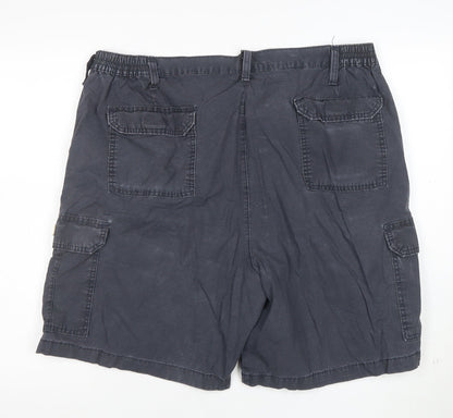 Wrangler Mens Black Cargo Shorts L Regular Fit Elastic Waist