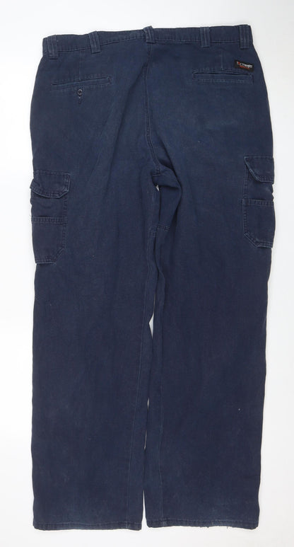 Wrangler Men's Blue Cargo Workwear Trousers 38x34 Cotton Blend