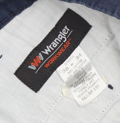 Wrangler Men's Blue Cargo Workwear Trousers 38x34 Cotton Blend