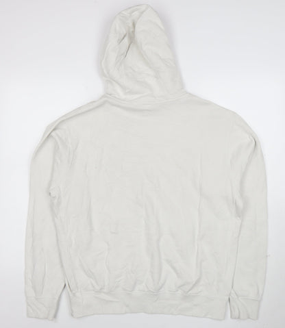 Nike Women White M Pullover Hoodie Cotton Blend Casual