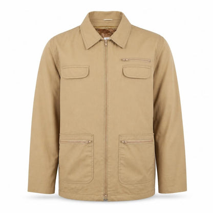 London Fog Men's Beige Cotton Blend Full Zip Jacket Size 46 Long