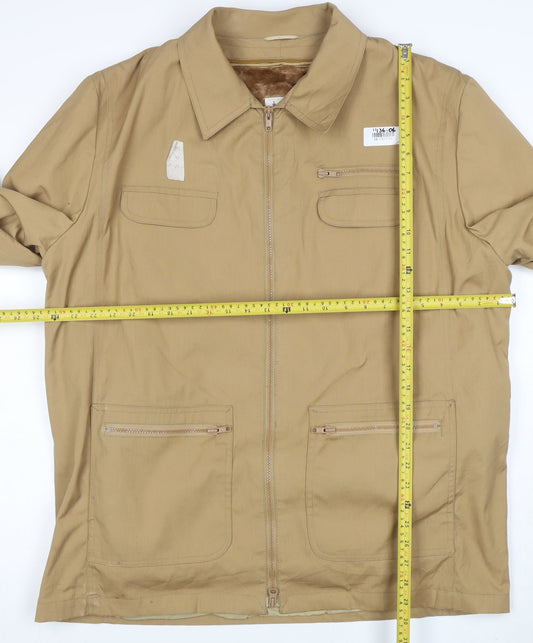 London Fog Men's Beige Cotton Blend Full Zip Jacket Size 46 Long