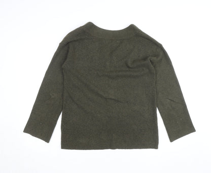 River Island Men's Green V-Neck Wool Blend Jumper XS