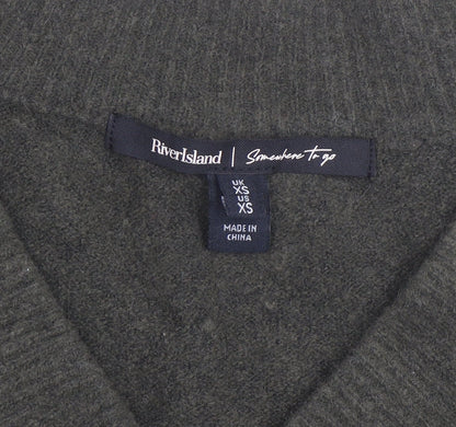 River Island Men's Green V-Neck Wool Blend Jumper XS