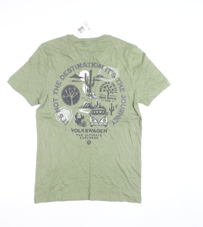 Volkswagen Men's Green Short Sleeve Crew Neck Graphic T-Shirt Small