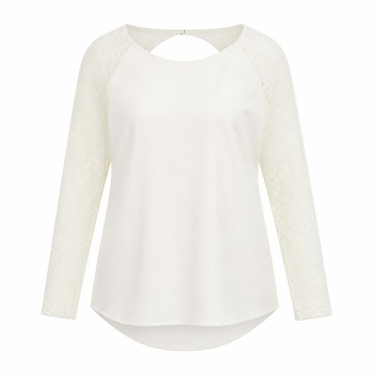 VILA Women's Ivory Lace Long Sleeve Blouse Size M
