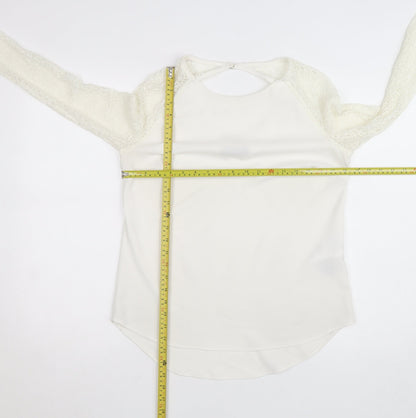 Vila Women's Ivory Lace Long Sleeve Blouse Size M