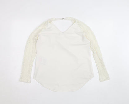 Vila Women's Ivory Lace Long Sleeve Blouse Size M