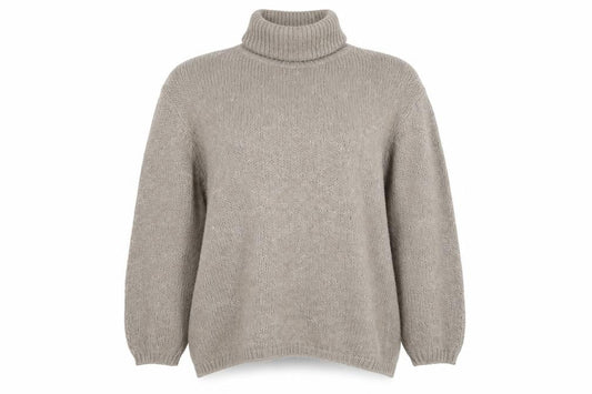 ASOS Women's Beige Roll Neck Chunky Knit Jumper Size 14
