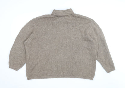 ASOS Women's Beige Roll Neck Chunky Knit Jumper Size 14