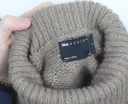 ASOS Women's Beige Roll Neck Chunky Knit Jumper Size 14