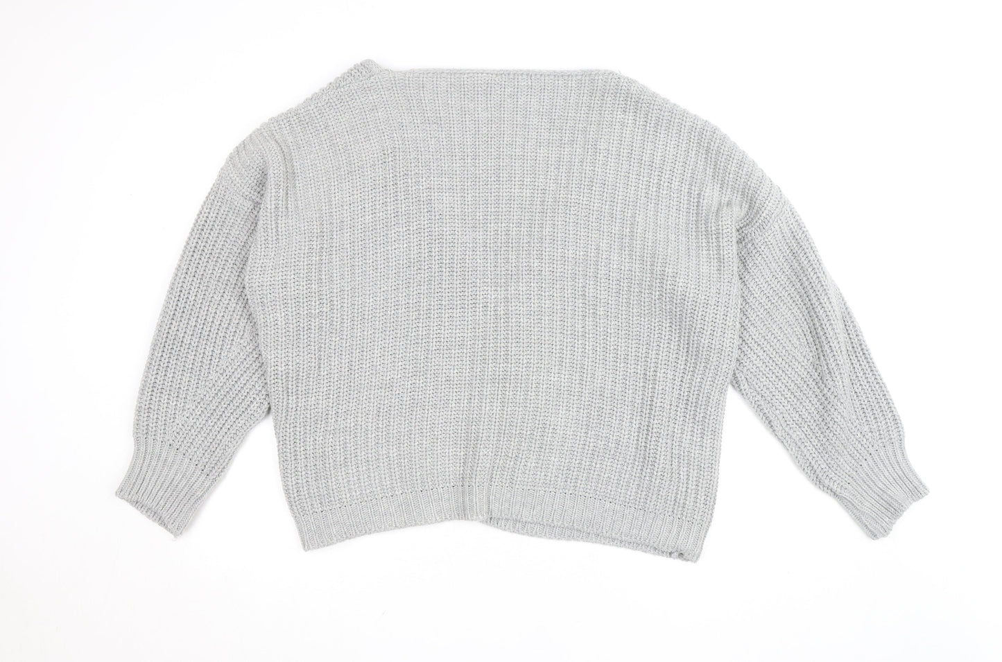 PrettyLittleThing Women’s Grey Chunky Knit V-Neck Cardigan Size S