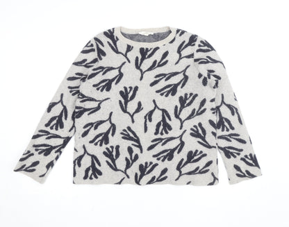 Seasalt Cornwall Women’s Grey Floral Lambswool Jumper UK 12