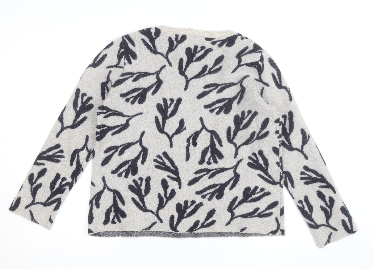 Seasalt Cornwall Women’s Grey Floral Lambswool Jumper UK 12