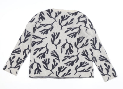 Seasalt Cornwall Women’s Grey Floral Lambswool Jumper UK 12