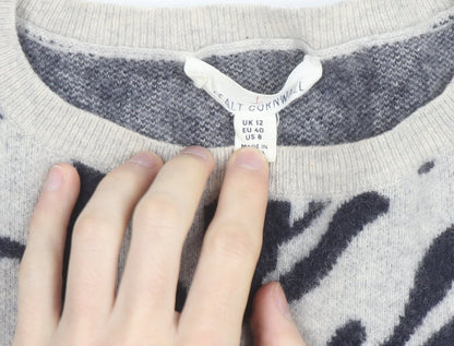 Seasalt Cornwall Women’s Grey Floral Lambswool Jumper UK 12