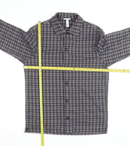 H&M Men's Grey Check Regular Fit Long Sleeve Button-Up Shirt Size S