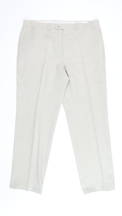 Marks and Spencer Men's Beige Regular Fit Chino Trousers 34W 31L