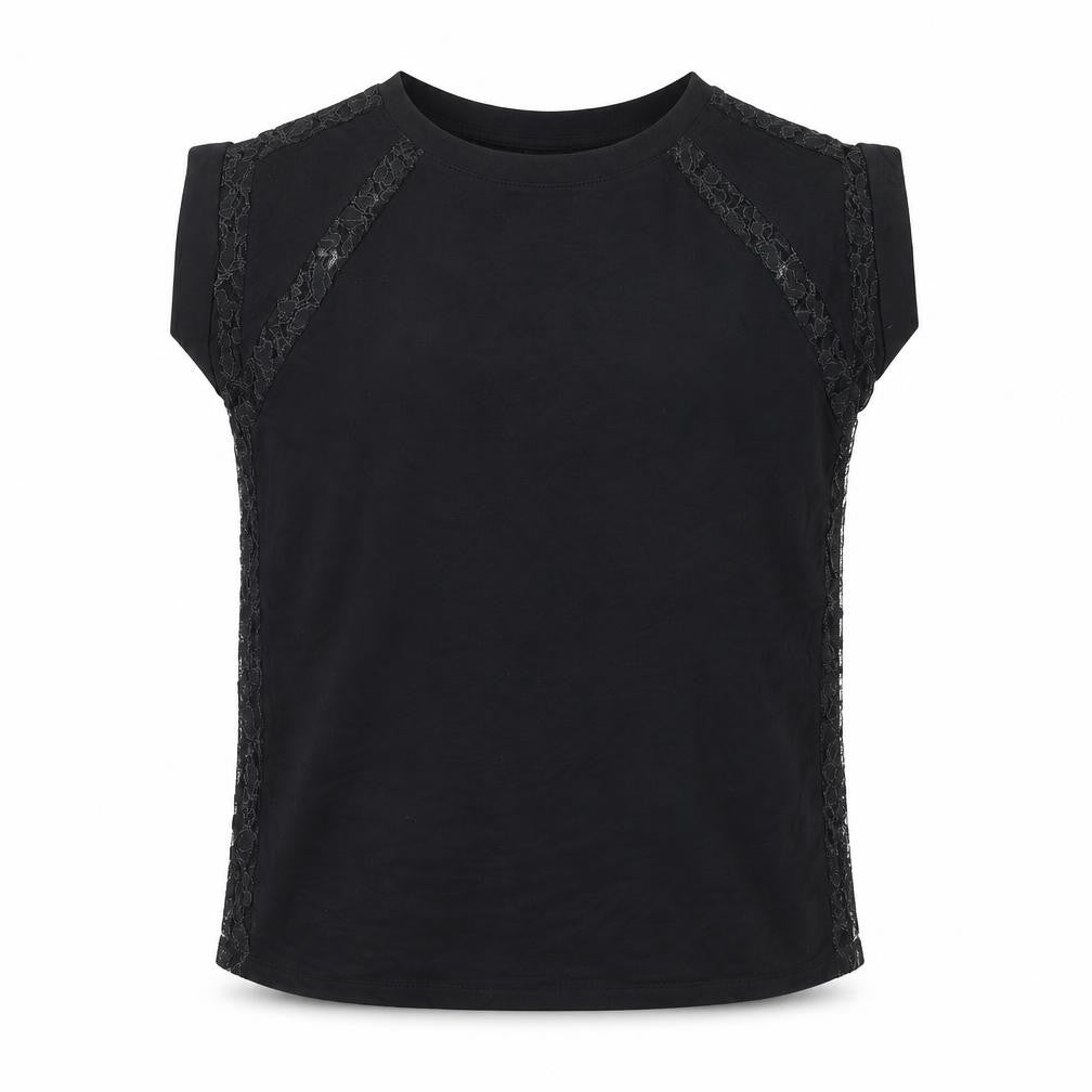 Forever 21 Womens Black Lace Trim Sleeveless Blouse Size L