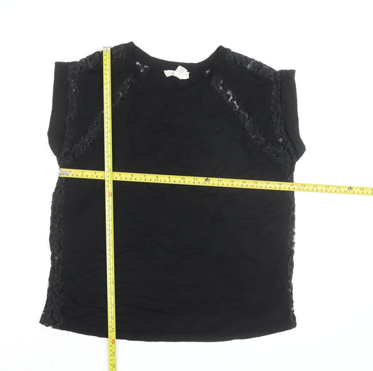 Forever 21 Womens Black Lace Trim Sleeveless Blouse Size L