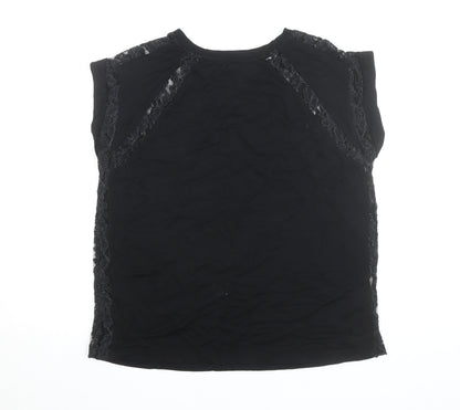 Forever 21 Womens Black Lace Trim Sleeveless Blouse Size L