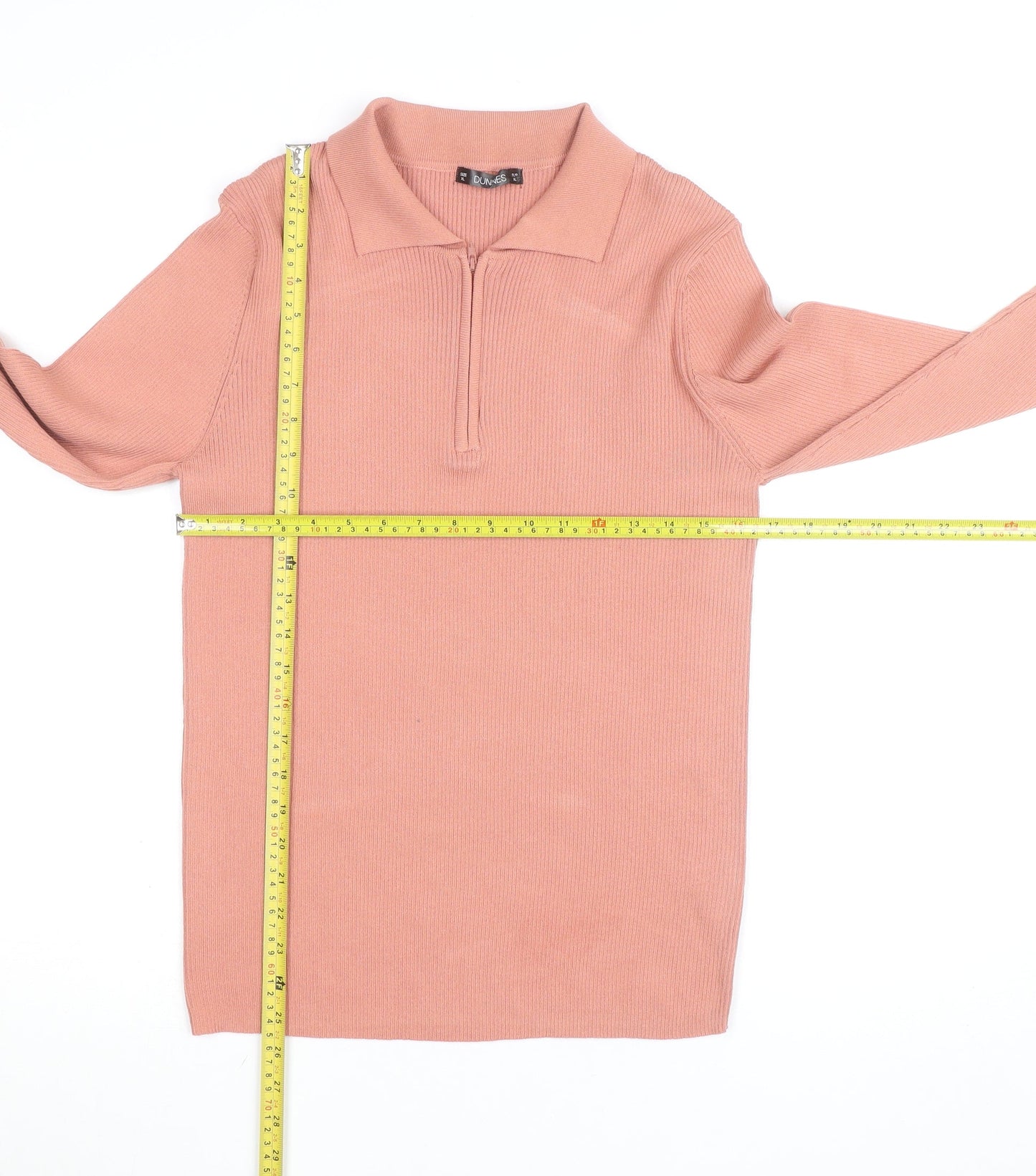 Dunnes Women Pink Long Sleeve Zip Polo Top XL