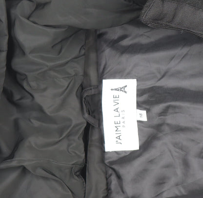 J’aime La Vie Women’s Black Long Hooded Puffer Coat Size 18