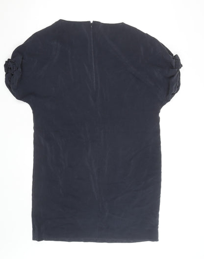 COS Women Blue Silk Short Sleeve Blouse Size 14